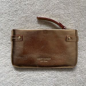 Kate Spade gold leather zip key coin purse